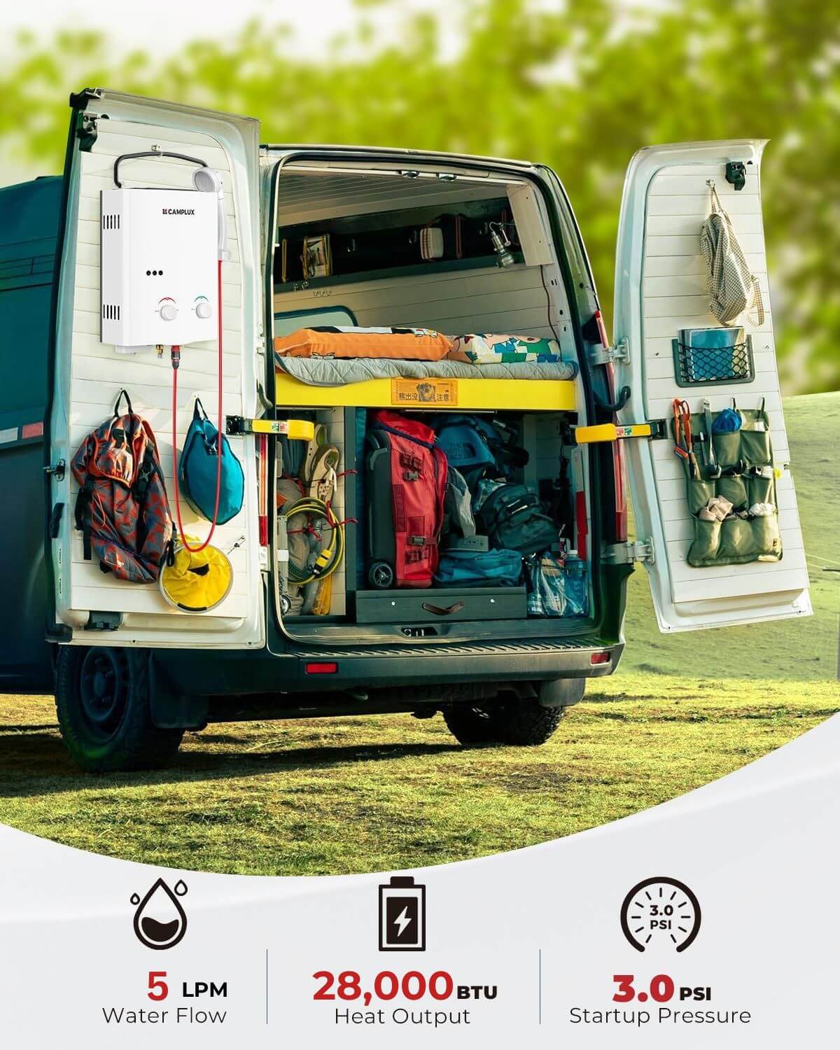 5 Liter Camplux Portable Water Heater & Stand Shower