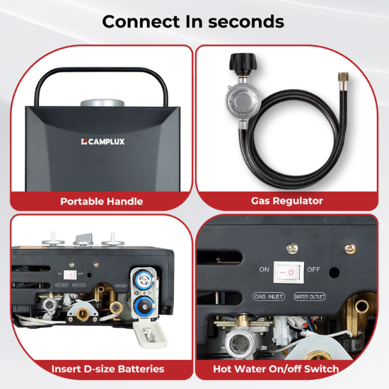 8 Liter Black Portable Water Heater