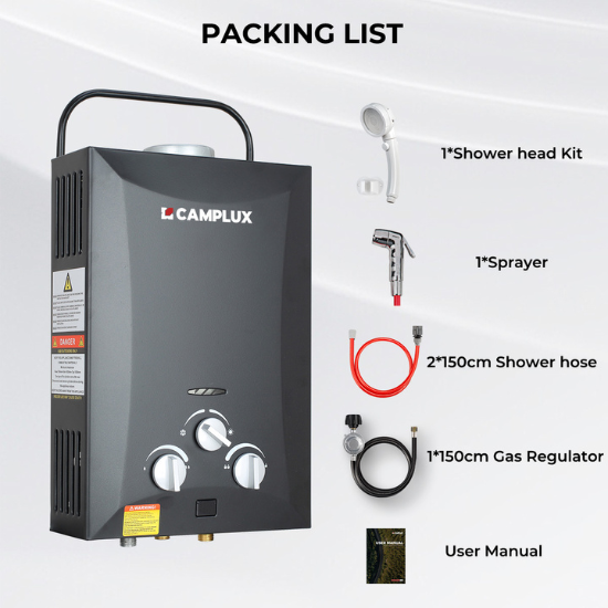 8 Liter Black Portable Water Heater