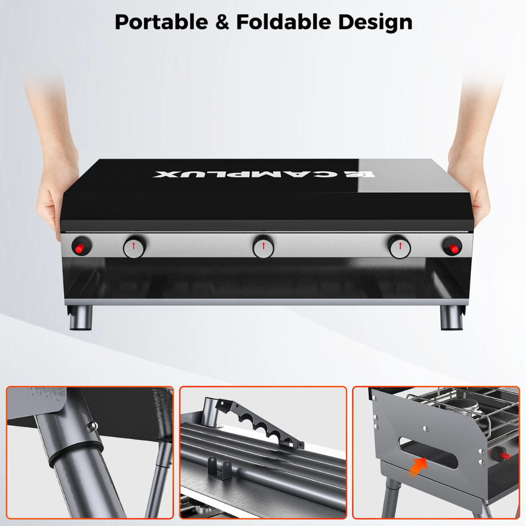 CAMPLUX Portable Camping Stove with Legs 2 Burner Gas Grill Butane BBQ Stove