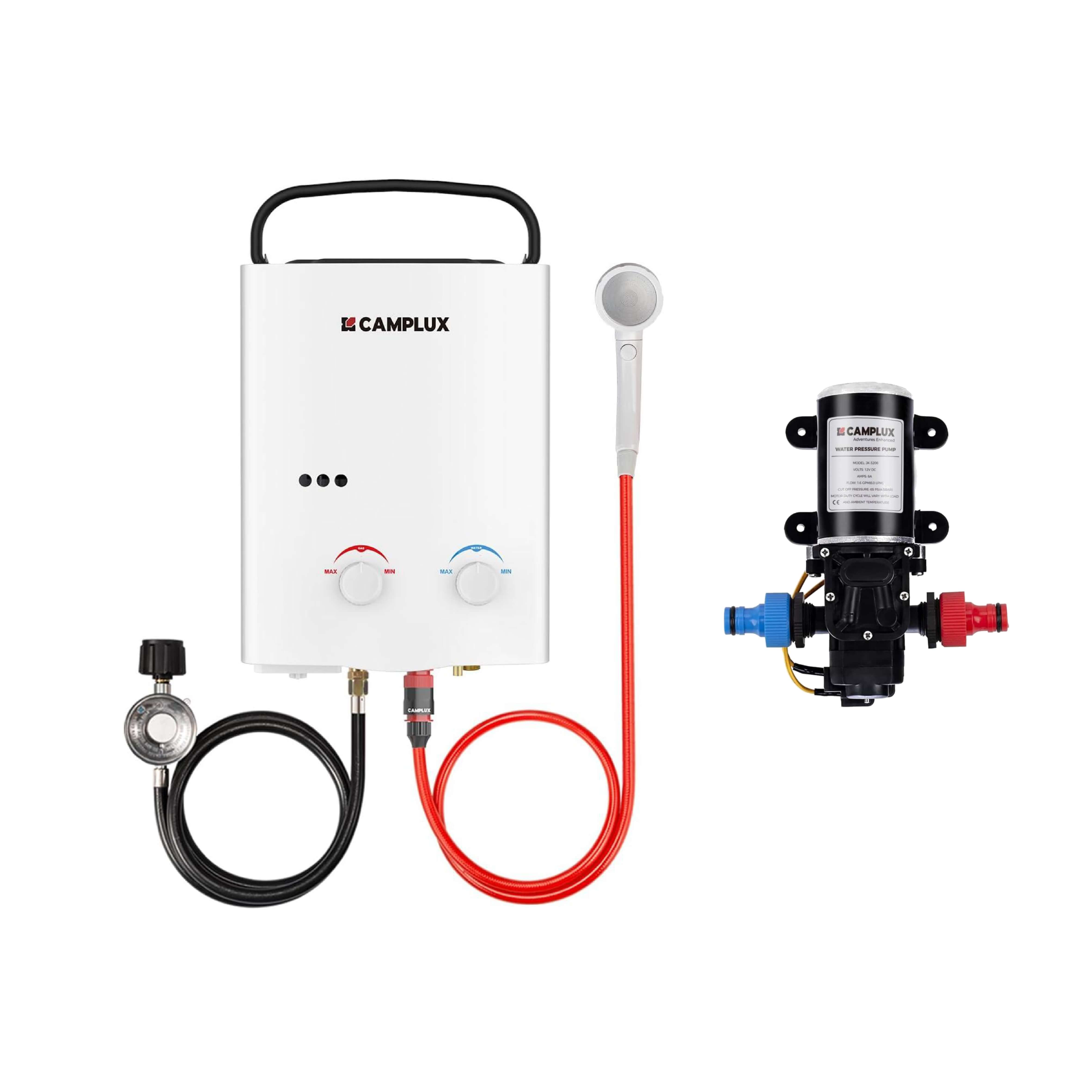 5 Liter Camplux Portable Water Heater & 6L Water Pump