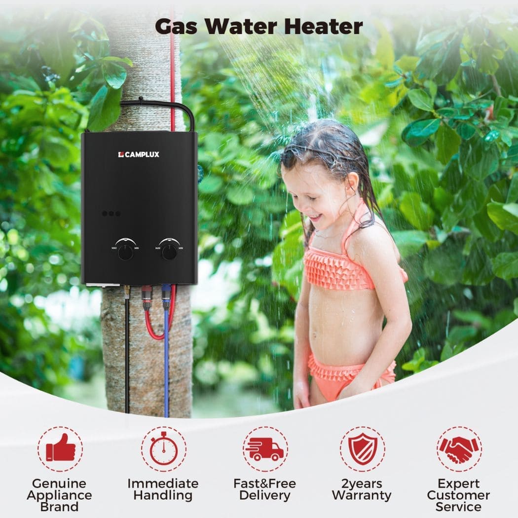 Camplux 5L Black Portable Water Heater w/ Pump Pack