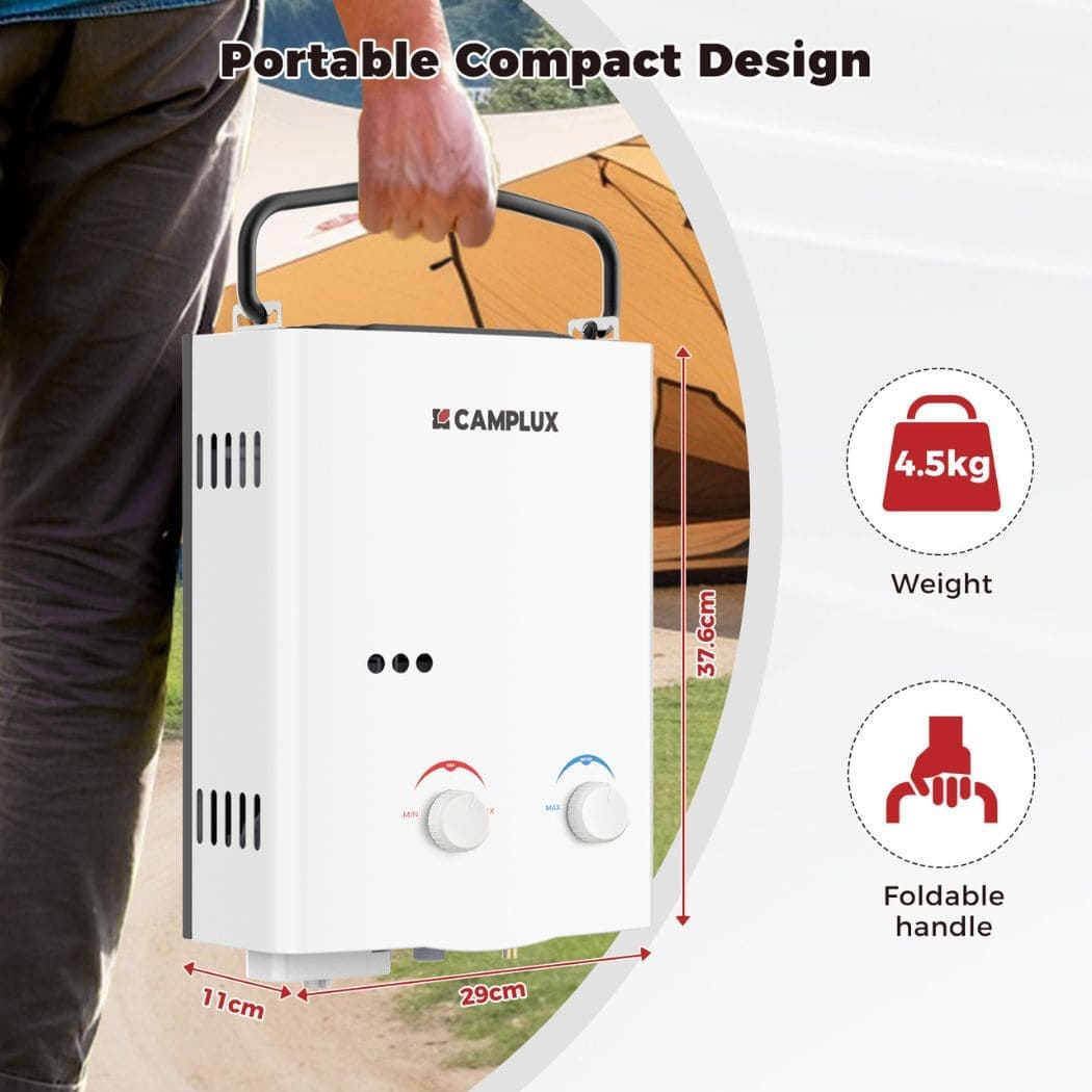 Camplux 6L Portable Water Heater w/ Stand & Pump Pack