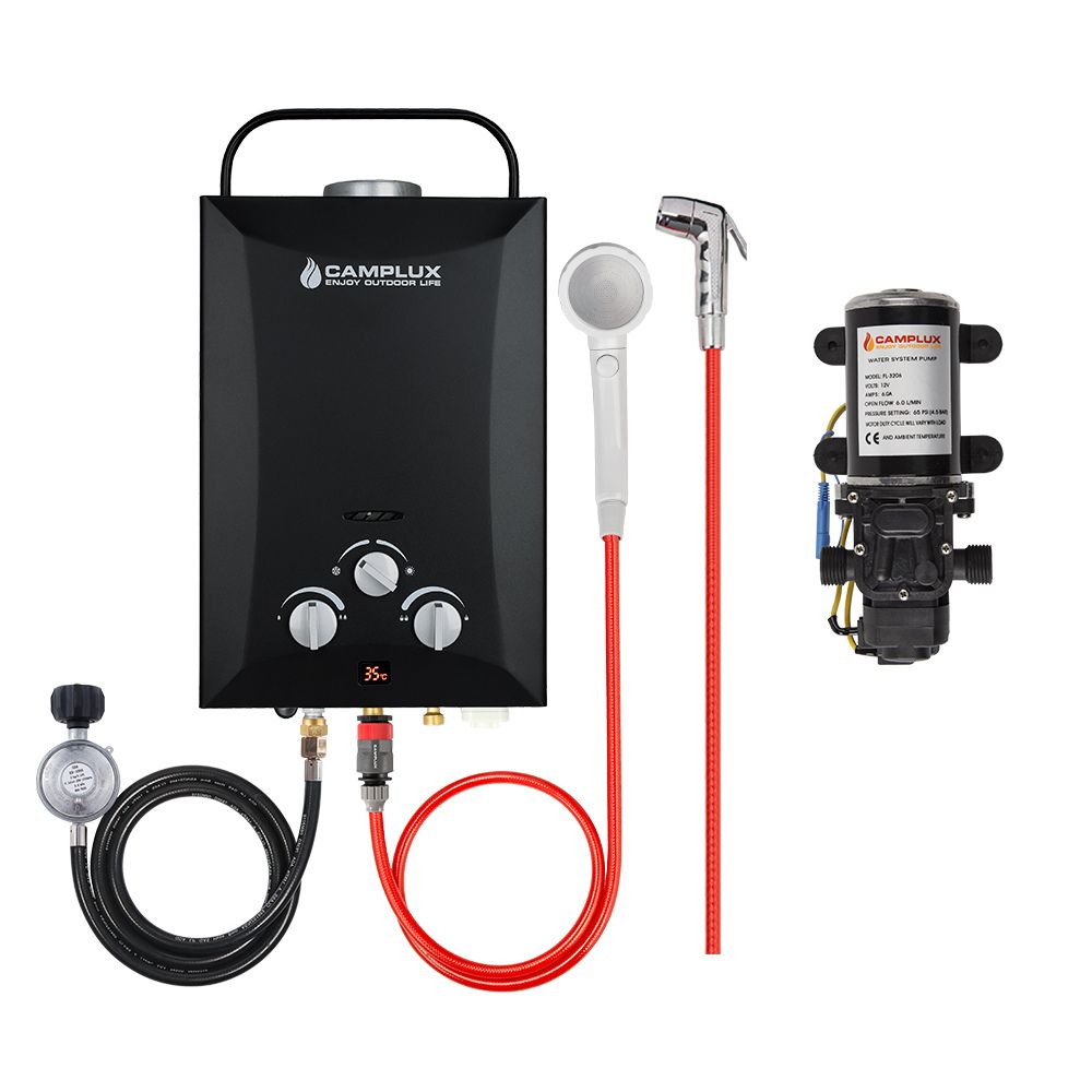 Camplux Complete Hot Water System 8L, Instant Tankless Water Heater & 6L Pump