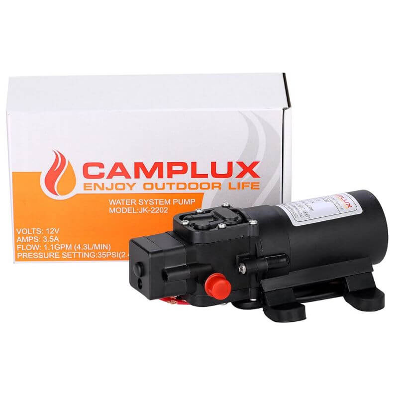 CAMPLUX 12V Pump 35PSI Self Priming Diaphragm 4.3LPM Caravan Shower Camping