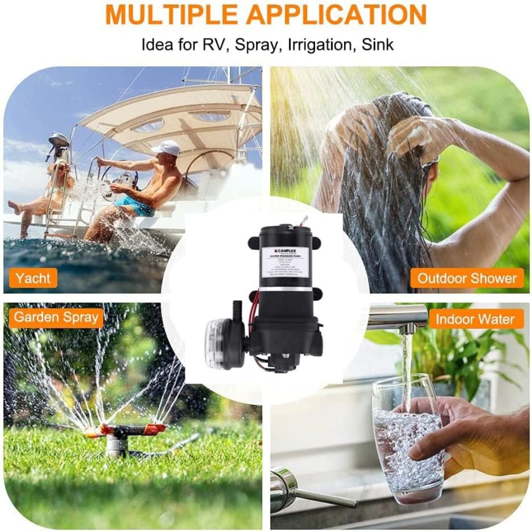 CAMPLUX Outdoor Water Pump 12.5LPM Self-Priming High Pressure Camping Pump 40PSI