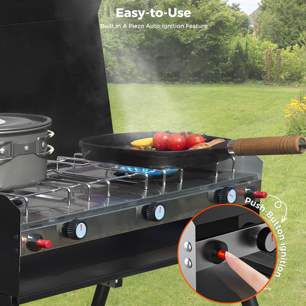 CAMPLUX Portable Camping Stove with Legs 2 Burner Gas Grill Butane BBQ Stove