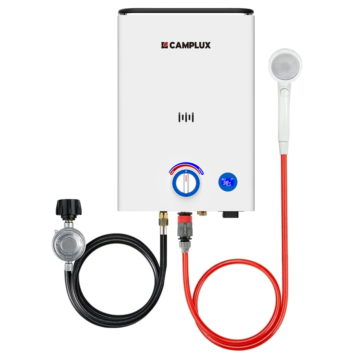 Camplux F10 10L portable LPG hot water system with shower head