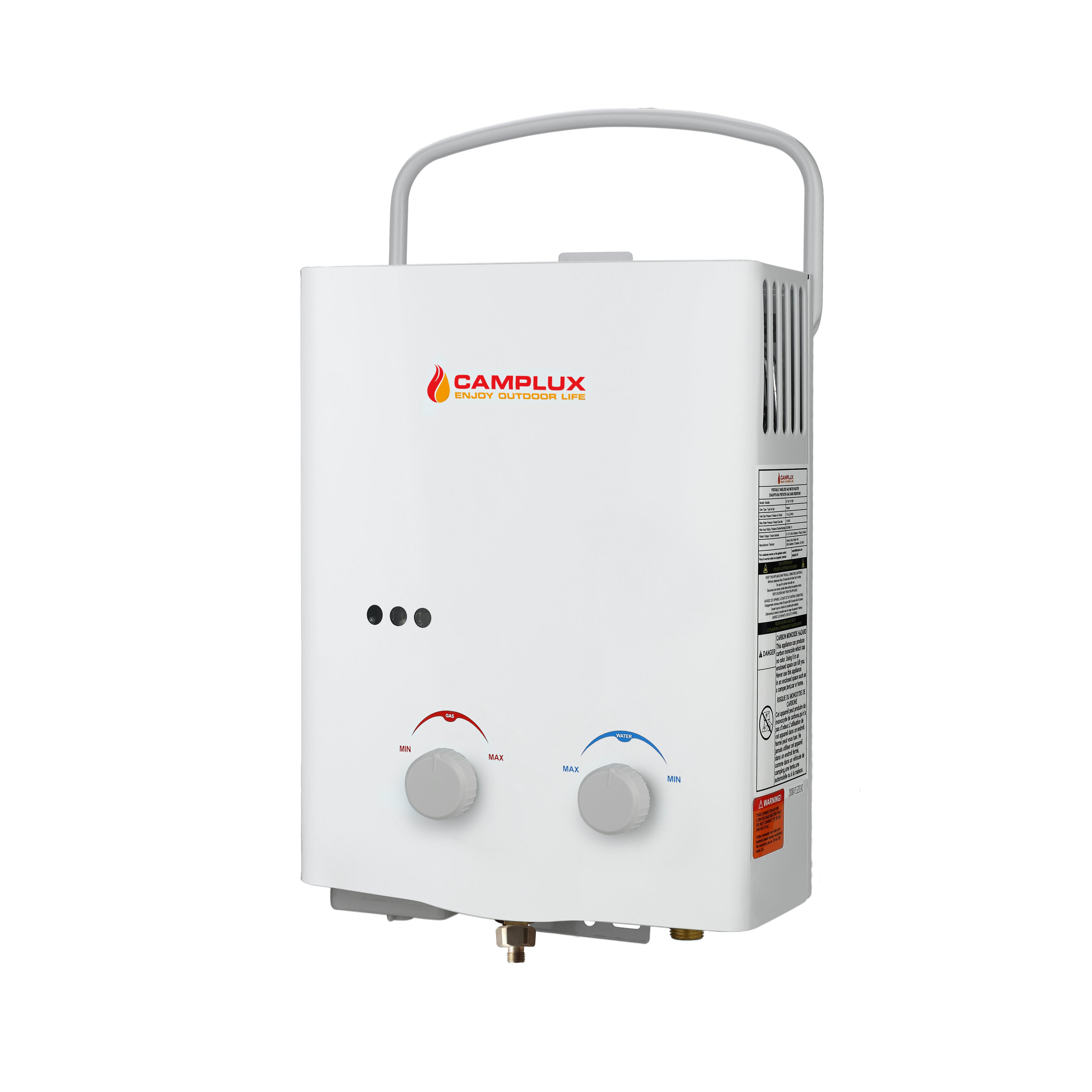 Camplux Complete Hot Water System 5L, Off Grid Tankless Water Heater - 4.3L Pump & 2 Blue Hose