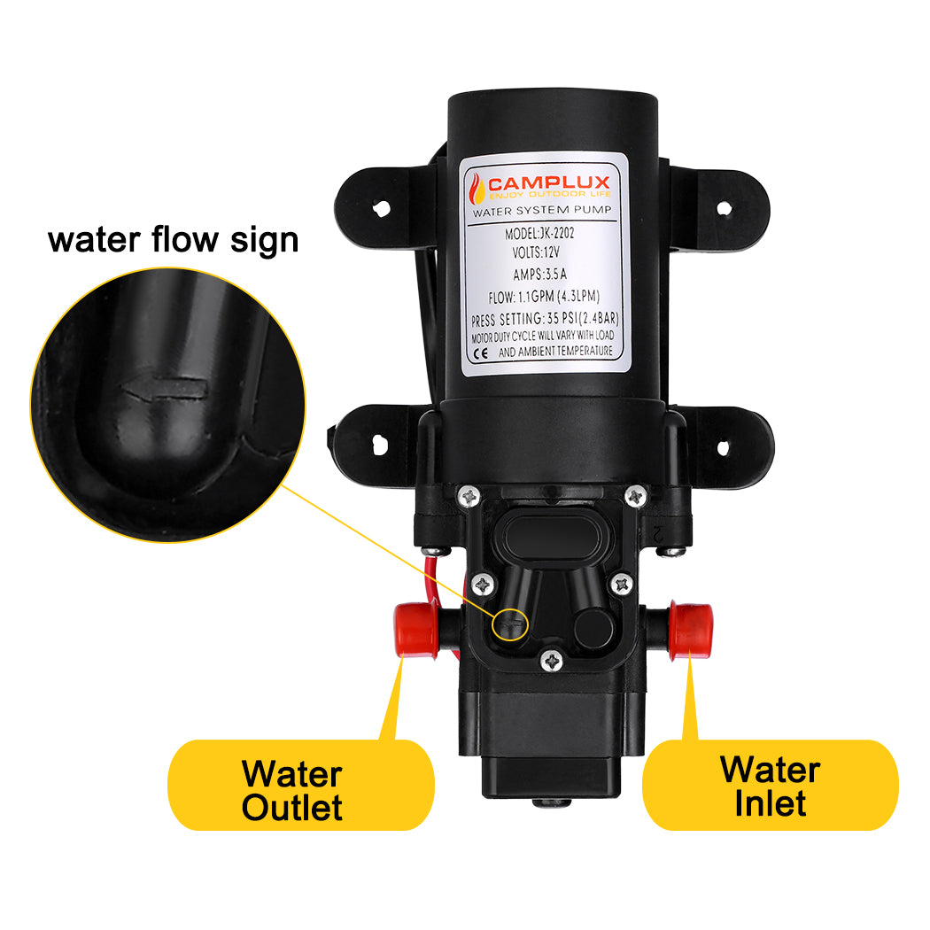 Camplux Complete Hot Water System 8L, Instant Tankless Water Heater & 4.3L Water Pump
