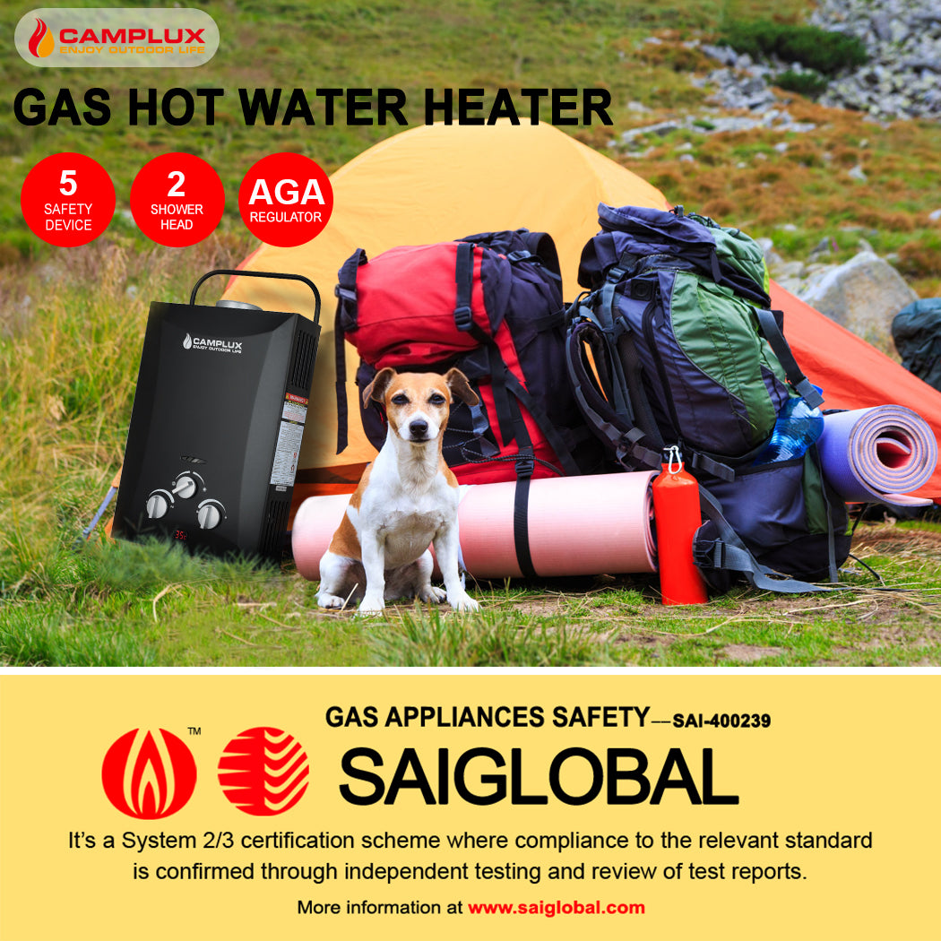 8 Liter Camplux Portable Water Heater, Instant Heat, & 6L Pump