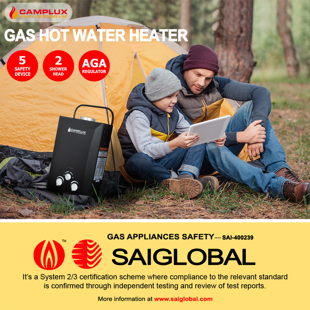 8 Liter Camplux Portable Water Heater, Instant Heat, with 6L Pump & Sprayer