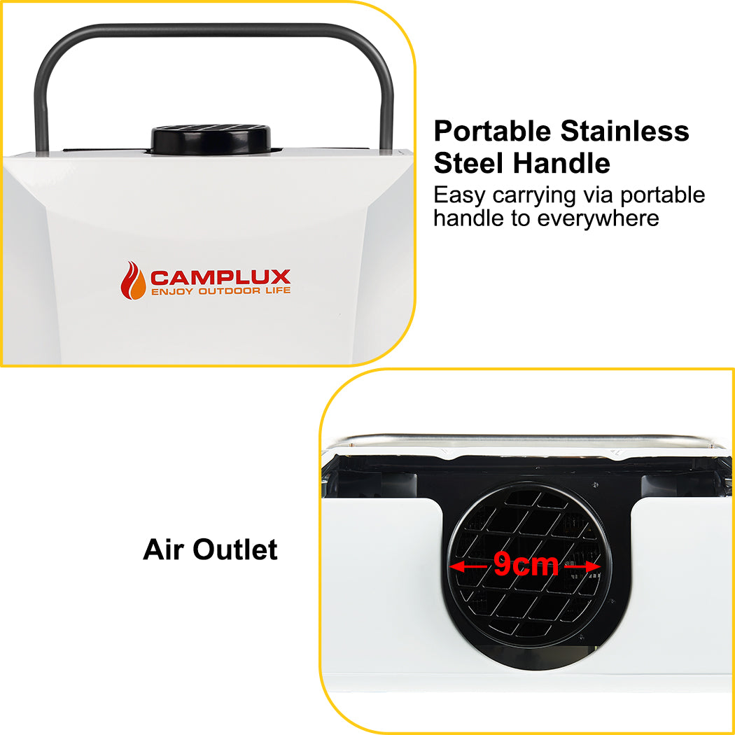 Camplux Portable Hot Water System 8L, Instant Tankless Water Heater & Sprayer - White